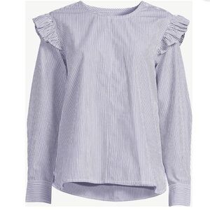 Free Assembly Womens Long Sleeve Top Blouse Blue and White Stripes. Size S